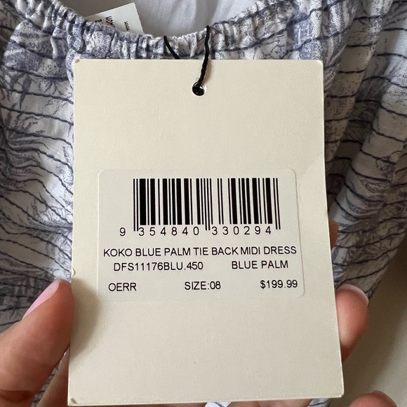 Dissh KOKO BLUE PALM TIE BACK MIDI DRESS blue palm size 4 BD - Picture 5 of 7